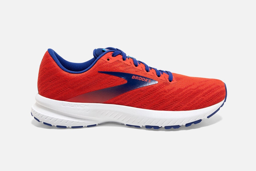 Brooks Running Shoes - Launch 7 Road Mens - Orange/Blue - FJU-103946